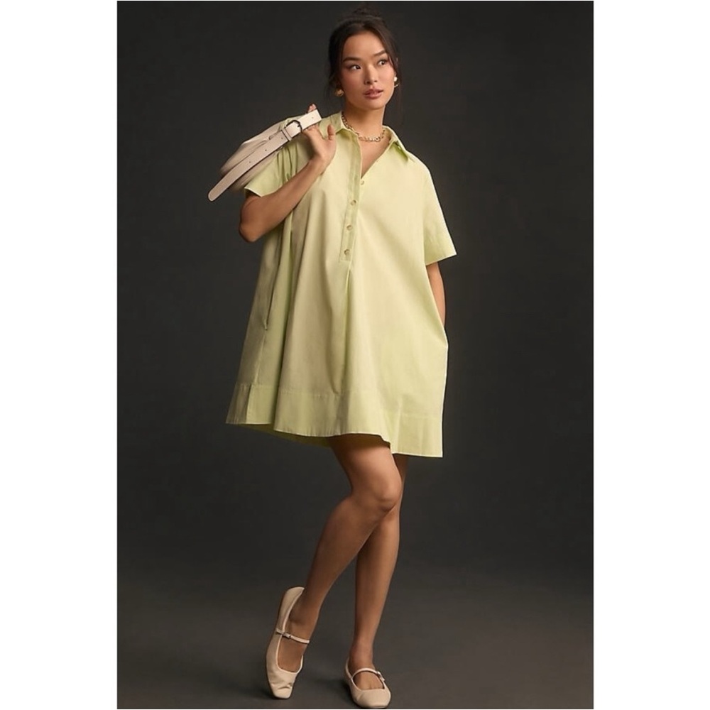 Anthropologie The Pollie Short Sleeve Swing Tunic Dress in “Mint”